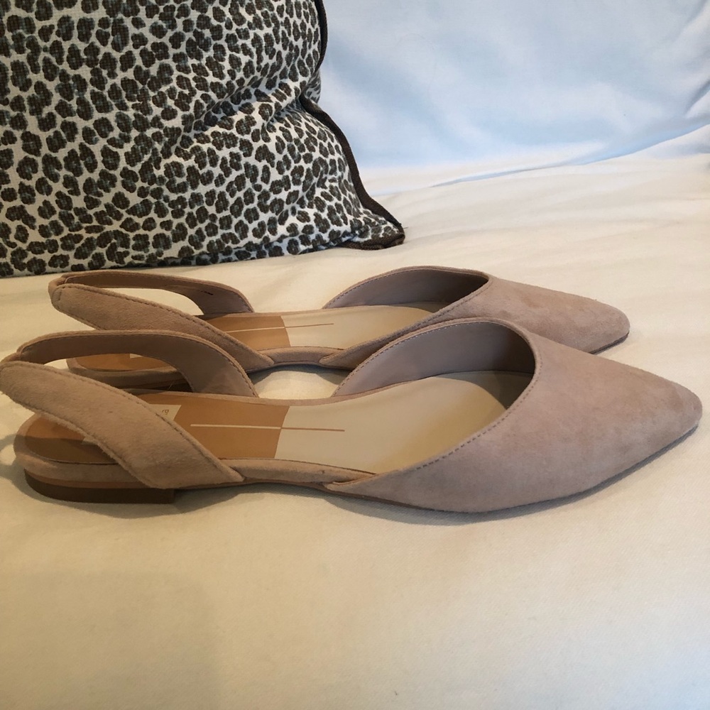 Dolce Vita light pink suede sling back slides